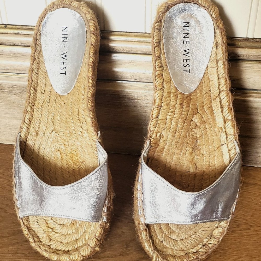 Nine West espadrille sandals, size 6, metallic